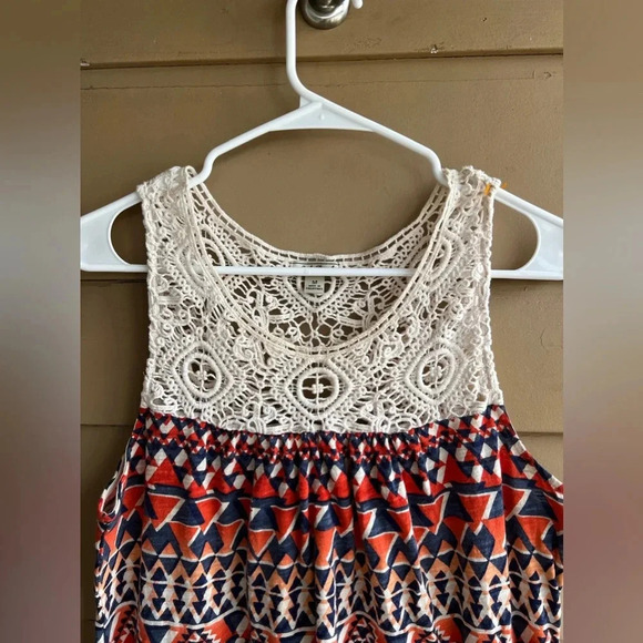 Vintage Lucky Brand Boho Maxi Dress with Crochet Detail - Size M - Picture 3 of 6